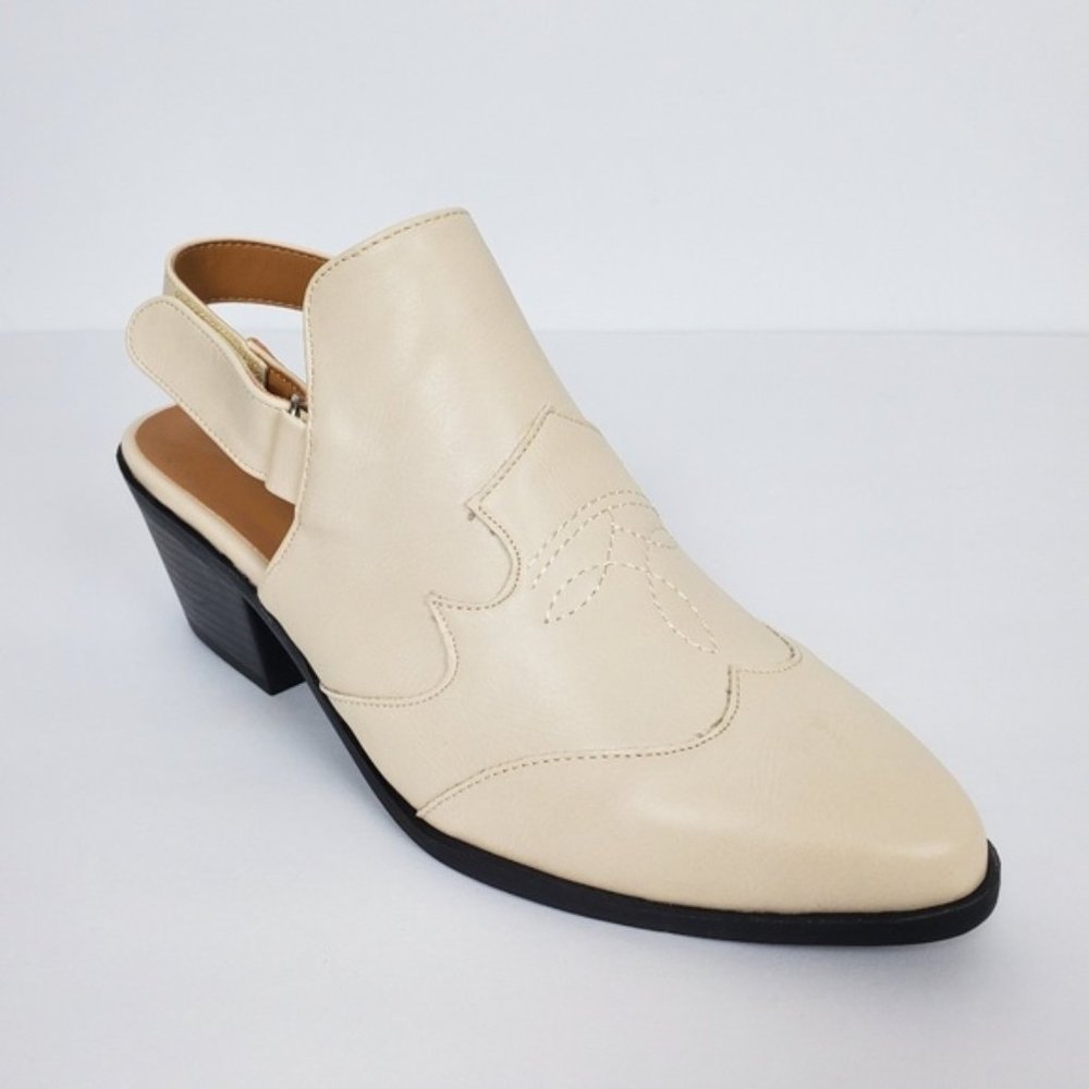 Shoes Slingback Pointy Toe Booties Cream white - Picture 2 of 5